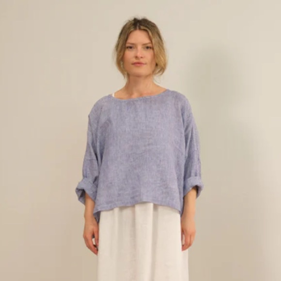 OLIVE linen top by Artemesia, S - Picture 4 of 11